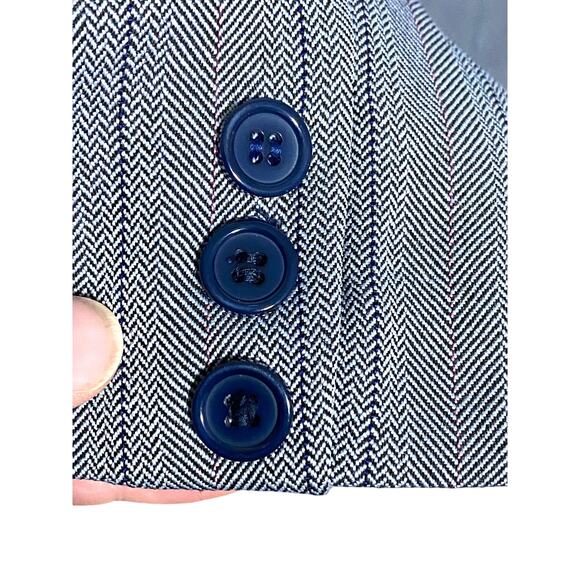 Stanley Blacker Blazer One Button Jacket Blue Herringbone Stripe Lined Womens 18 - Picture 5 of 7